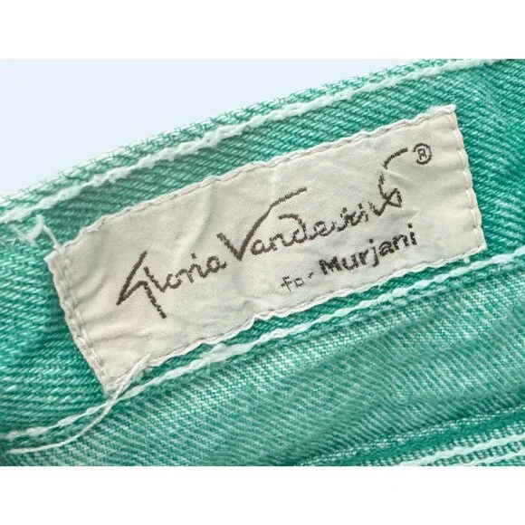 Vintage GLORIA VANDERBILT For Murjani 70s / 80s Green High Waist Jeans Size 24 - Picture 6 of 8